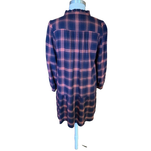 Loft Plaid Drop Waist Shirtdress Dress Flannel Medium Petite MP Academia Preppy - Picture 8 of 14